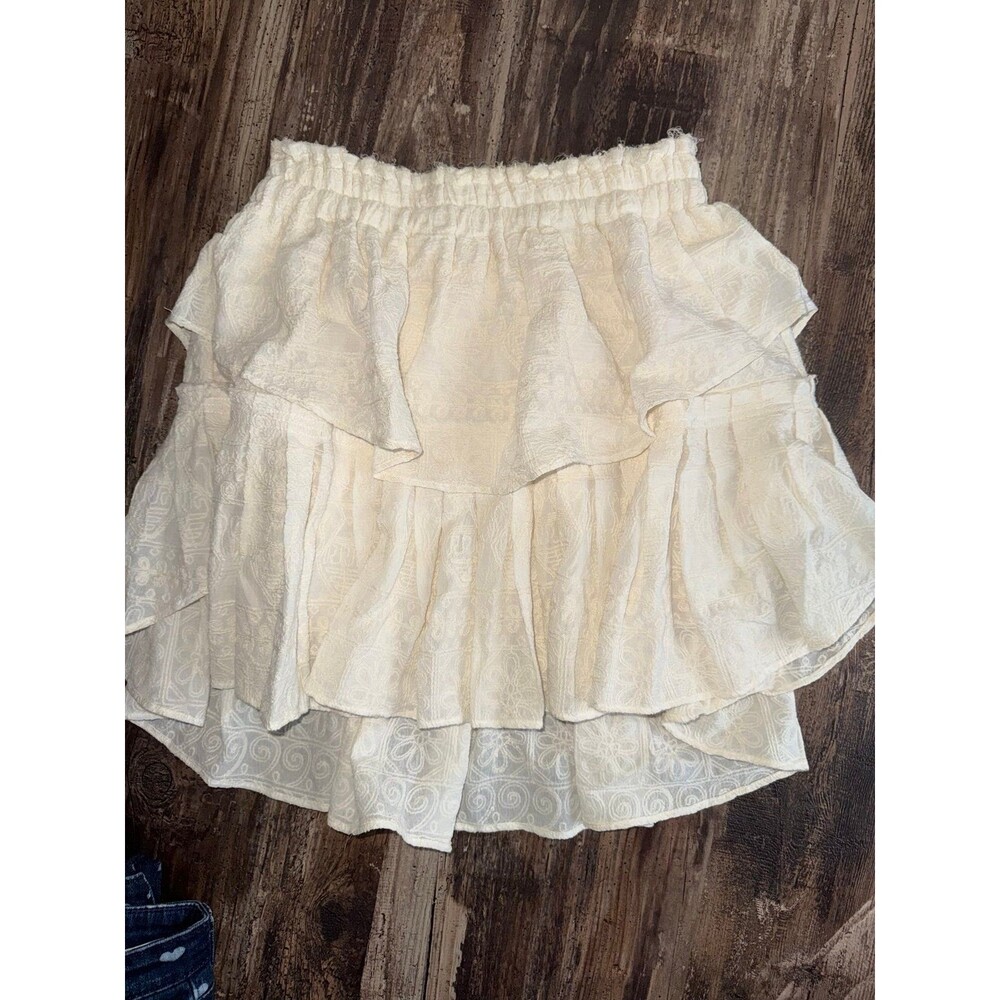 LoveShackFancy White Ruffle Mini Skirt Size 0 Cotton Eyelet Archival skirt
